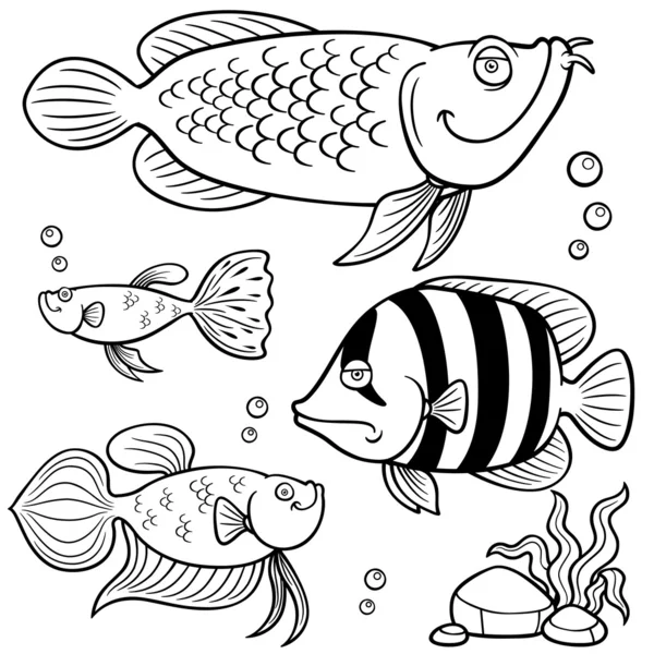 Aquarium collection de poissons — Image vectorielle