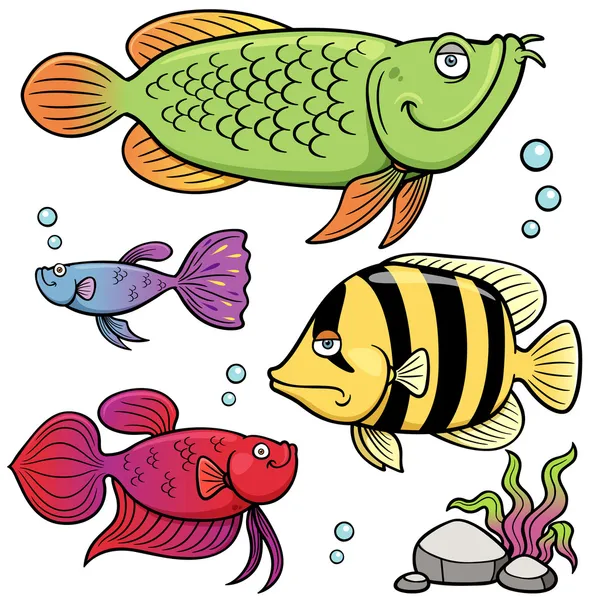 Colección de peces de acuario — Vector de stock