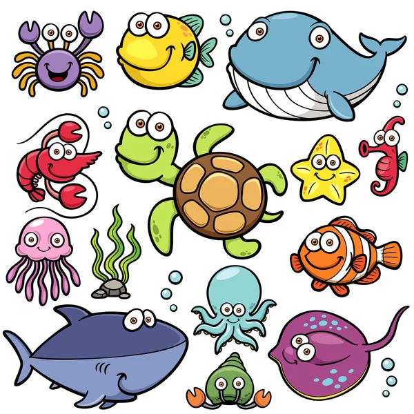 Recogida de animales marinos — Vector de stock