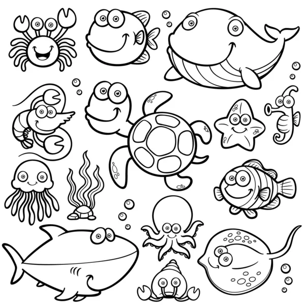 Deniz hayvanları, koleksiyon Telifsiz Stok Vektörler