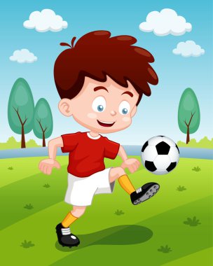 Çocuk futbol oynuyor.