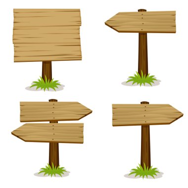 Wooden signs set clipart