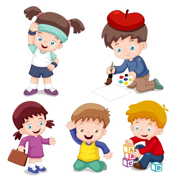 Personajes niños dibujos animados — Vector de stock