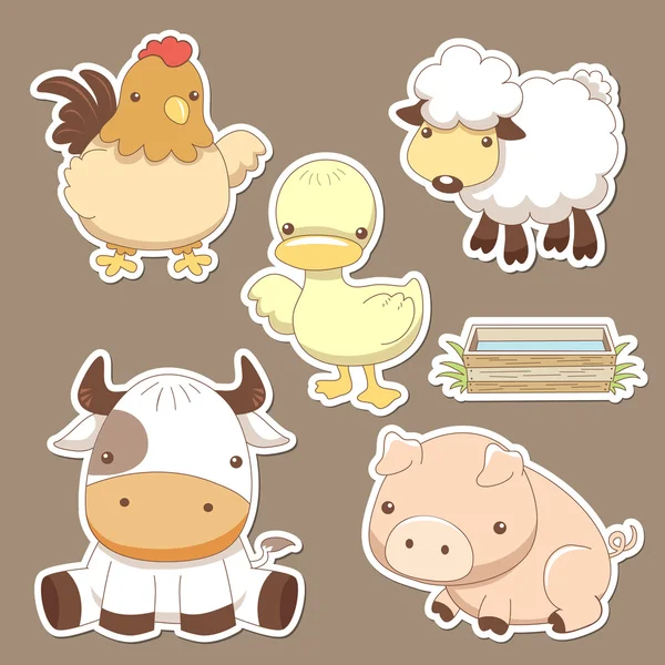 Conjunto de granja de animales — Vector de stock