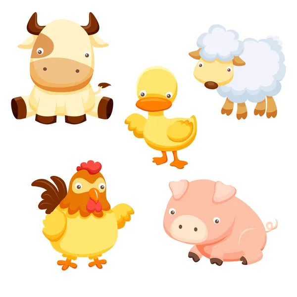 Animals farm set — Stock Vector
