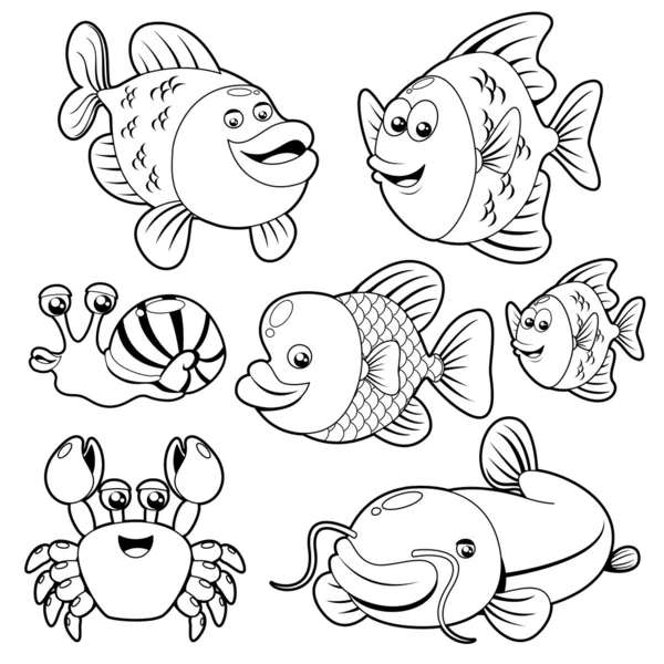 Colección de peces — Vector de stock