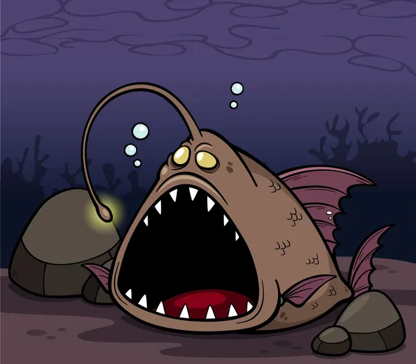 Сердитый мультфильм о рыбе — стоковый вектор