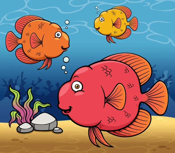 Peces de dibujos animados — Vector de stock