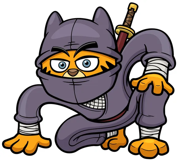 Kedi ninja — Stok Vektör