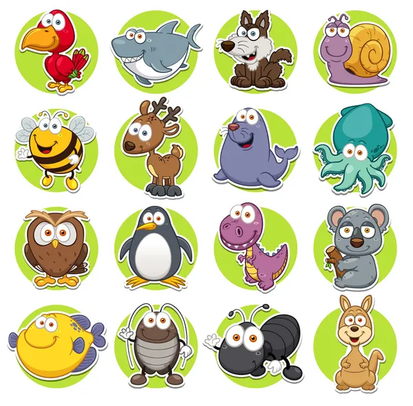 Animales conjunto Dibujos animados — Vector de stock