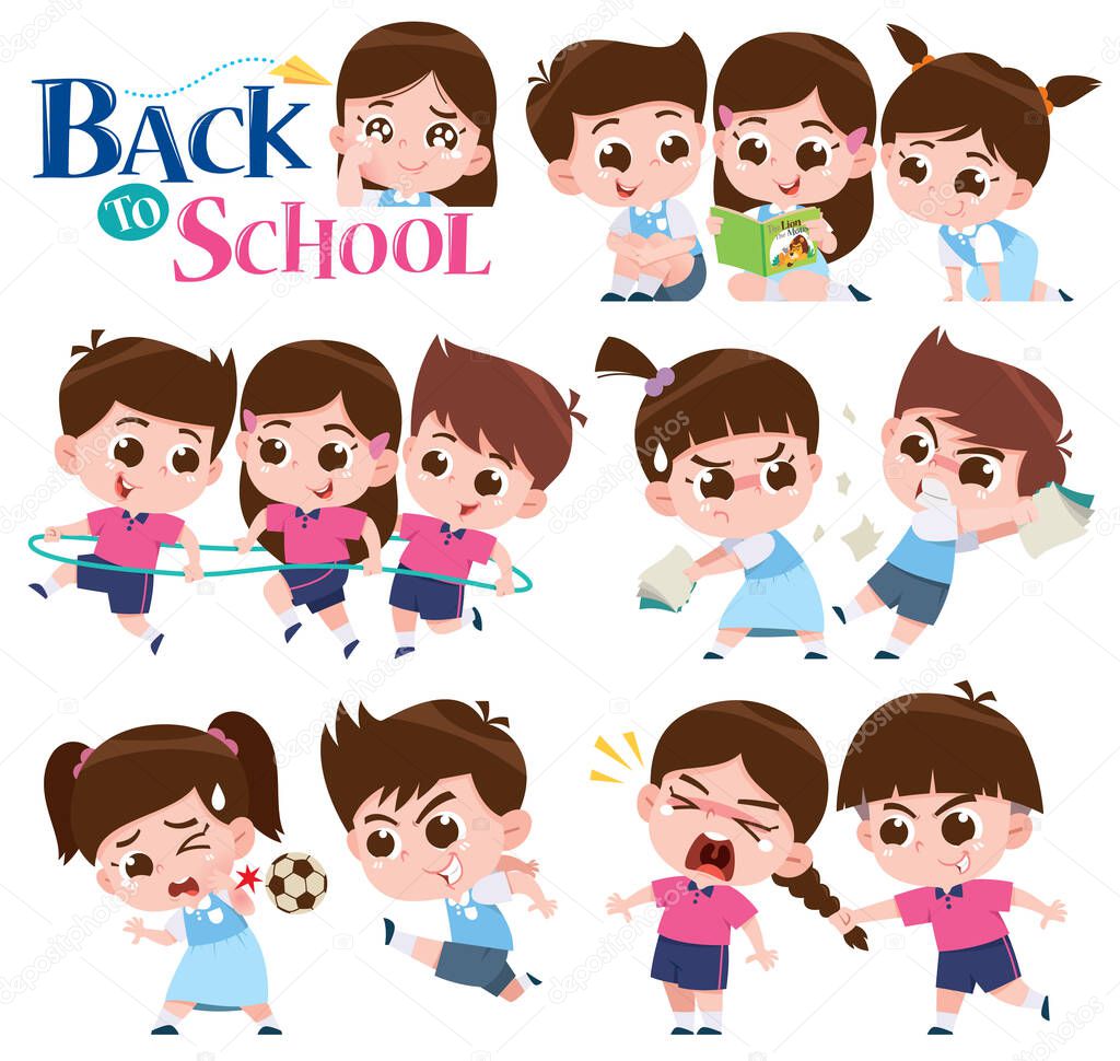 Vector illustration of Cartoon kids character. Kids collection. Back to shool