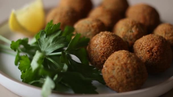 Fresh Chickpea Falafel Healthy Eating Vegetarian Food — Stock Video