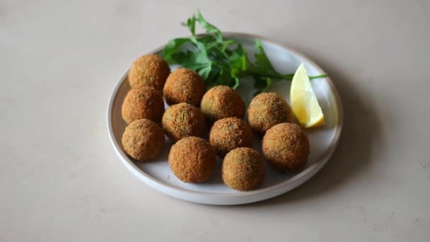 Fresh Chickpea Falafel Healthy Eating Vegetarian Food — Stock Video