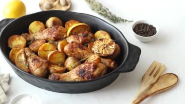Patates ve limonlu fırında tavuk bacağı. Tarif.