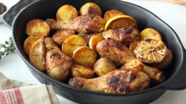 Patates ve limonlu fırında tavuk bacağı. Tarif.