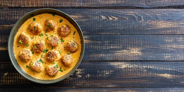 Swedish meatballs in cream sauce. Swedish cuisine. Recipe