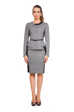 güzel meşguliyet kadın moda model üzerinde beyaz izole. tam s