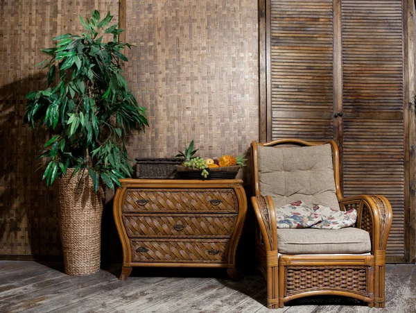 Wicker furniture  wicker furniture interior room — Stock Photo, Image