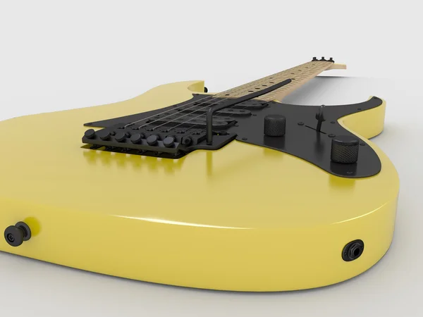 Beyaz arkaplanda elektro gitar.
