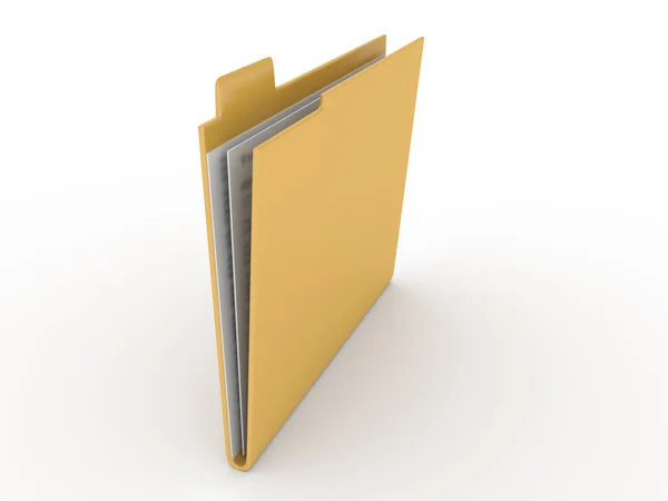 Beyaz arka plan üzerinde belgeleri ile 3D klasör