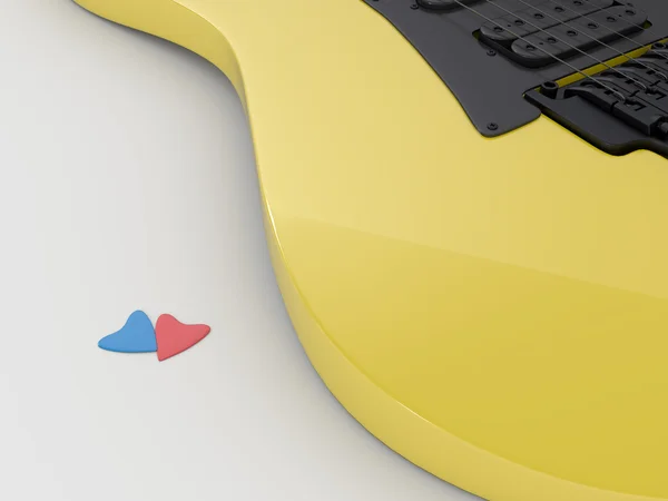 Beyaz arkaplanda elektro gitar.