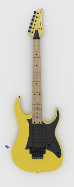 Beyaz arkaplanda elektro gitar.