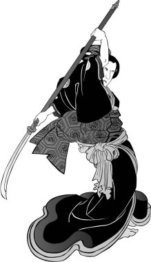 Elinde bir naginata tutan kadın.