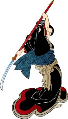 Elinde bir naginata tutan kadın.