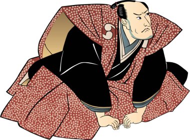 Japon kimonolu samuray eğiliyor.
