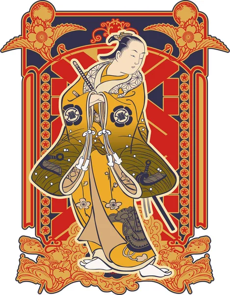 Kabuki Actor Parte 018 Versión Retro — Vector de stock