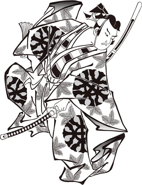 Kabuki Acteur Dans Une Pose Cool — Image vectorielle