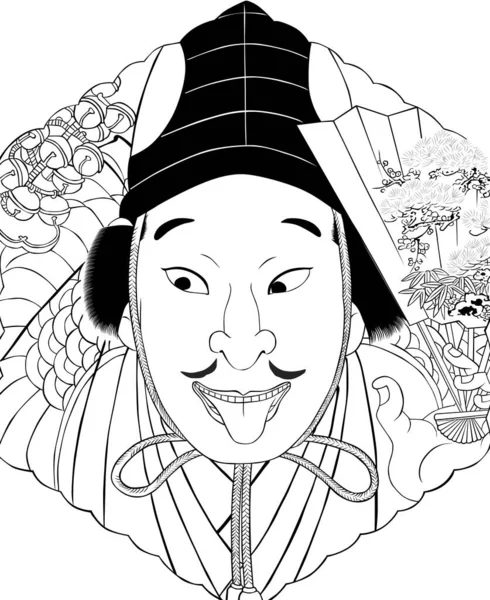 Ukiyo Kabuki Attore Parte — Vettoriale Stock