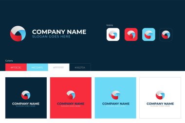 Soyut logo tasarımı konsepti. Logobook ya da marka defteri. Vektör illüstrasyonu