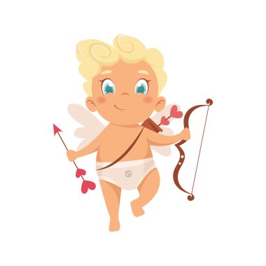 Sevimli Aşk Tanrısı karakteri. Amur bebekleri. Vektör karakterleri.