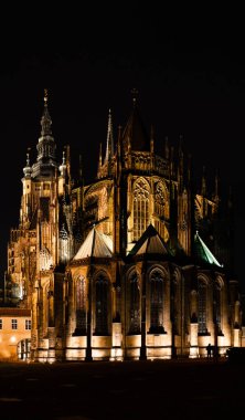 Prague at night, Prague Castle - St. Vitus Cathedral, cityscape