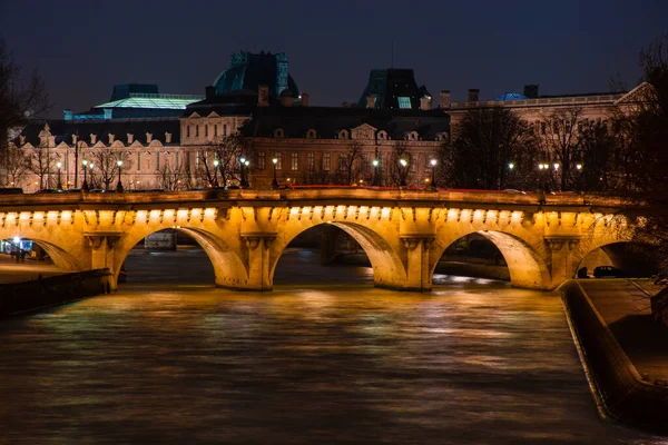 Noite Paris Luzes Cidade Noturna Reflexo Luzes Rio Sena Paisagem — Fotografia de Stock