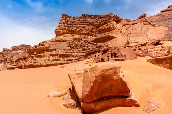 Arenas Montañas Del Desierto Wadi Rum Jordania Hermoso Paisaje Diurno — Foto de Stock