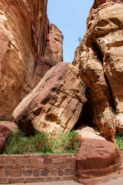 Prachtige Siq Kloof Die Leidt Naar Rotsstad Petra Jordanië — Stockfoto