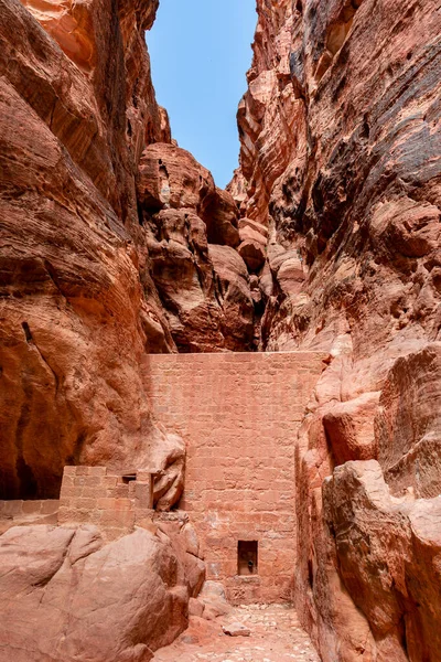 Den Vackra Siq Gorge Leder Till Klippstaden Petra Jordanien — Stockfoto