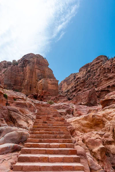 Jordanië Trail Bergen Van Petra Landschap Overdag Een Zonnige Heldere — Stockfoto