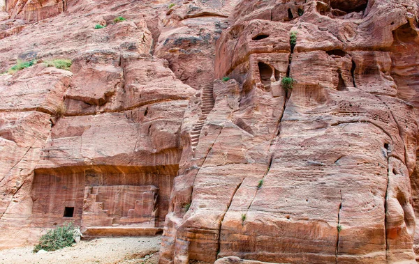 Höhlenhäuser Beduinischer Nomaden Der Antiken Stadt Petra Jordanien — Stockfoto