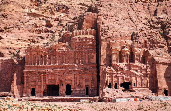 Świątynie Grobowce Mieście Petra Jordan Starożytna Architektura — Zdjęcie stockowe