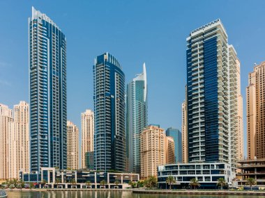Daytime cityscape of Dubai, modern architecture of Dubai Marina area