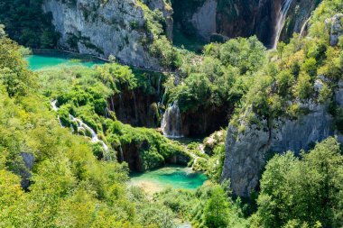 Plitvice lakes in Croatia, beautiful summer landscape with waterfalls