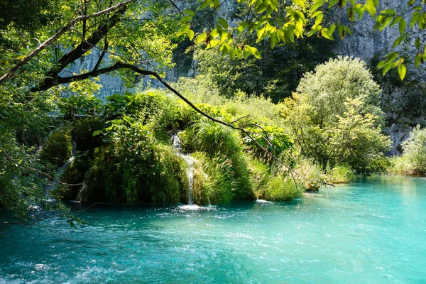 Plitvice Lakes Croatia Beautiful Summer Landscape Waterfalls — Foto de Stock