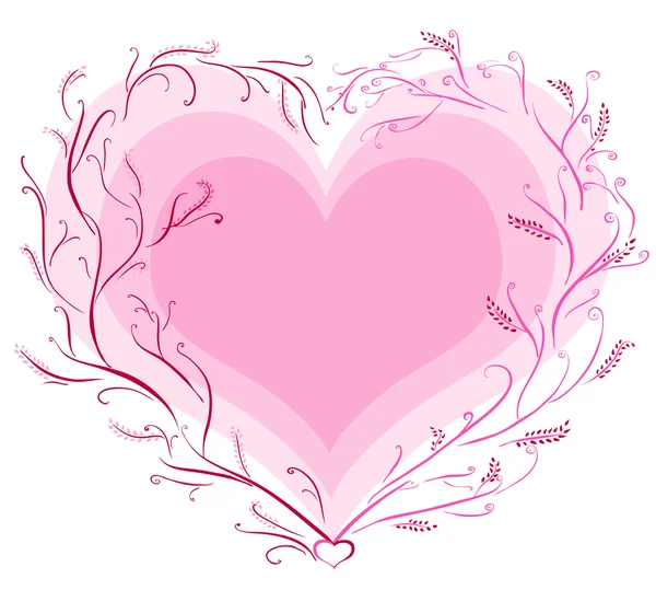 Pink heart in a plant frame on the Valentine\'s Day