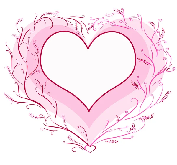 Corazón rosado en un marco de planta en el Día de San Valentín — Foto de Stock