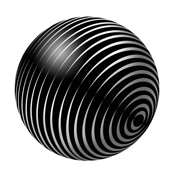 Bola abstracta con rayas sobre fondo blanco, gráficos — Foto de Stock