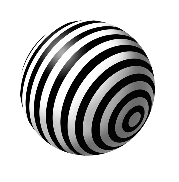 Bola abstracta con patrón de rayas sobre fondo blanco, gráficos —  Fotos de Stock