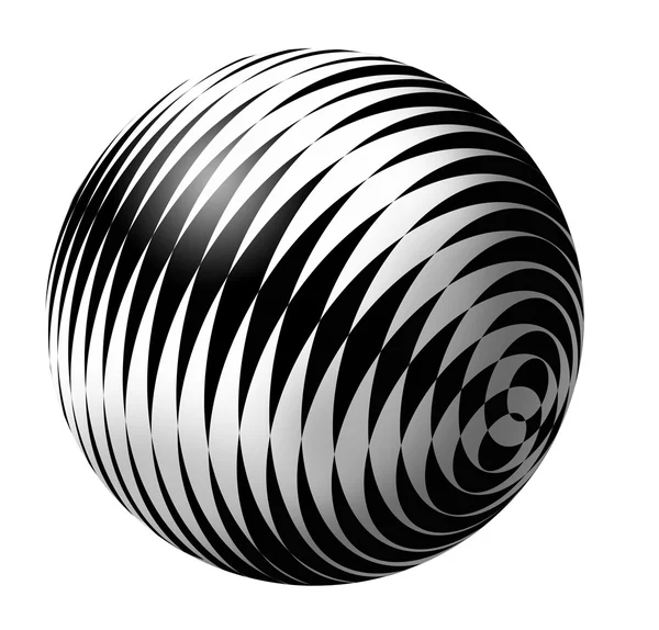 Sfera con motivo geometrico monocromatico su sfondo bianco — Foto Stock